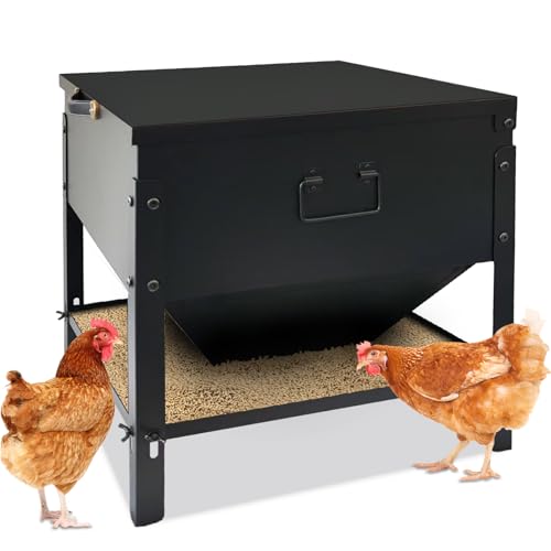 DOLEMODUO Metal Chicken Feeder, Large Capacity with Lid