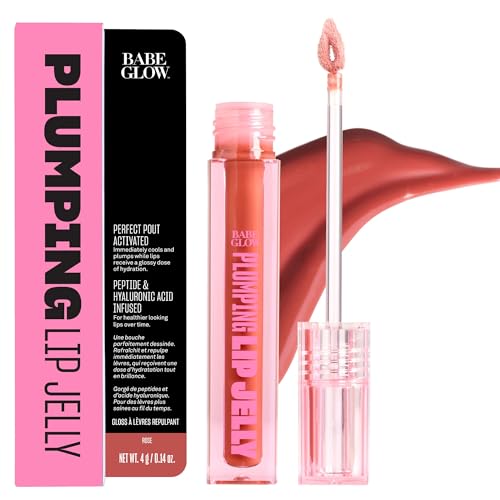 BABE ORIGINAL Glow Plumping Lip Jelly For Thicker Lips - High Shine Lip Gloss for Moisturizing, Hydrating and Soothing Lips (Rose)