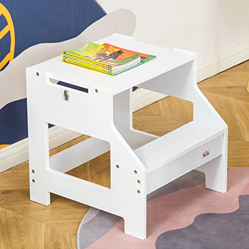Miniatura 8 de Homcom Torre De Aprendizaje 2 En 1 Taburete De Aprendizaje Para Niños De 3 Años Convertible En Escritorio Con Pizarra Y Barra De Seguridad 42x44x86 Cm Gris