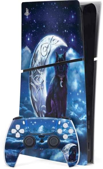 Skinit Decal Gaming Skin Compatible with PS5 Slim Digital Edition Bundle - Officially Licensed Wolf Symbols by Brigid Ashwood Design