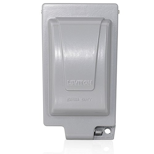 Leviton Outlet Box, Extra Duty While-In-Use Cover Includes Inserts for Single, Duplex and Decora/GFCI Receptacles, Vertical Mount, Metallic Enclosure, IUM1V-GY Outdoor Outlet Cover, Gray by Leviton - Used condition - US$8.42