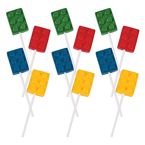 Brick Party Building Block Suckers - 12 Pack, Individually Wrapped - Game Birthday Party Candy And Favors #TOP14