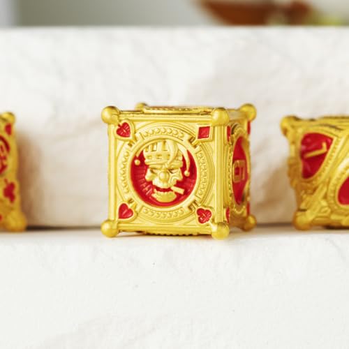 Surpass Metal dice Set DND dice Set Dungeons and Dragons dice dice Sets d&d Dungeon Dragon Dice Set Polyhedral Metal Dice Set Role Playing Dice Set RPG dice Set Magician dice Set (Golden red dice) by Surpass - Used condition - Image 3