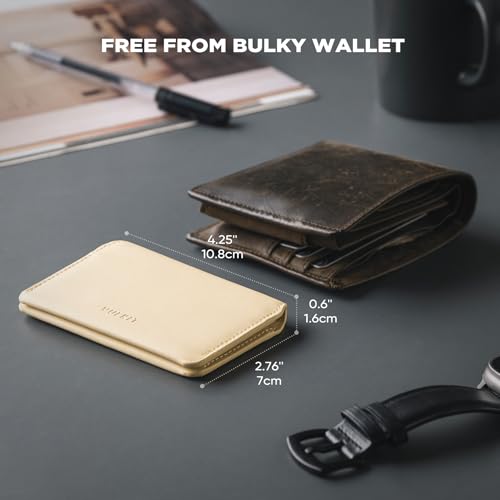 Image of VULKIT Slim Minimalist Card Holder RFID Blocking Leather Credit Card Holder Front Pocket Wallet Magnetic Closure
