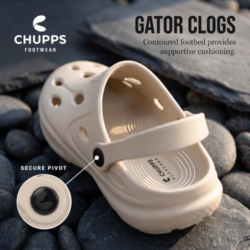 Image of CHUPPS Gator Clogs for Men | Lightweight EVA Clogs | Anti-Slip Sole | Cushioned Footbed | Breathable Ventilation | Adjustable Back Strap | Waterproof Casual Garden Clogs for Men