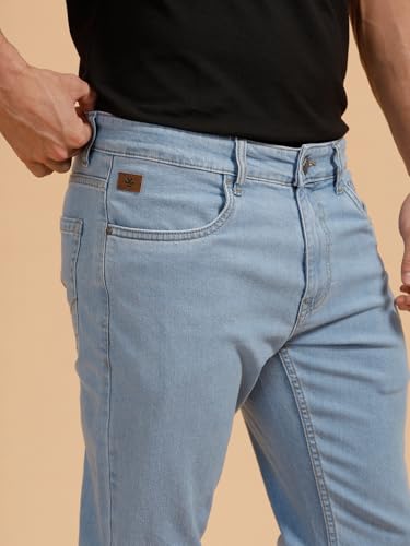 Image of WROGN Men's Cotton Stretch Jeans | Solid Design | Slim Fit