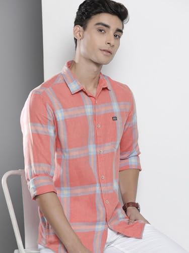 Image of The Indian Garage Co Men Slim Fit Abstract Printed Full Sleeves Spread Collar Casual Shirt