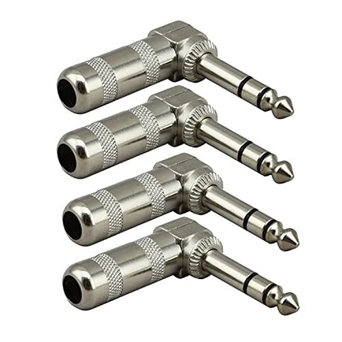 Prise audio stéréo 6,35 mm TRS mâle en lot de 4 connecteurs coudés à souder