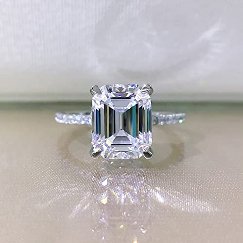 Bague en argent 925 avec diamant de carbone de 8x10 mm pour mariage