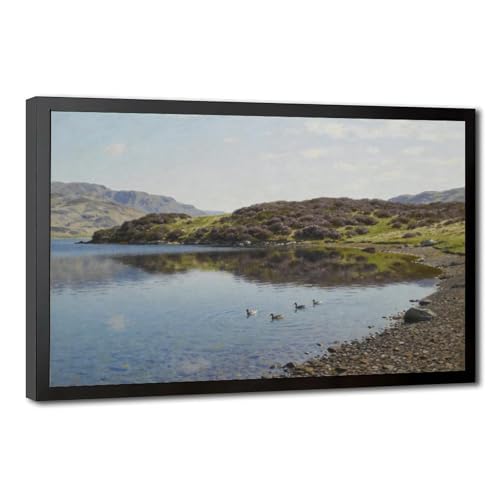 Quiet Lake Landscape Wall Art Canvas Print, Highland Moorland Shore