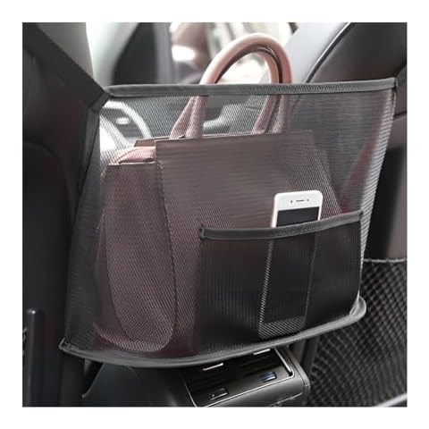 Mandark Car Net Pocket Handbag Holder, Mesh Vehicle Storage Organizer Between Front Seats, Large Capacity Auto Purse Holder for Backseat Pet Kid Barrier, Universal for SUV, Truck, RV (Black) Cover