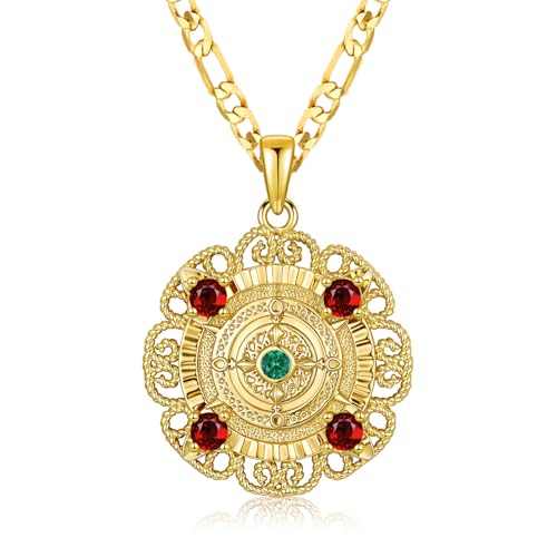 OigvcoTe Vintage Crown Skull Pendant charm necklace for women, 18K