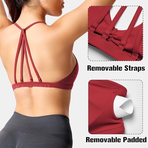 Image of YEOREO CoreFlex Workout Sports Bras for Women Padded Strappy Open Back Gym Bra Light Impact Criss Cross Yoga Crop Top