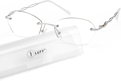 LUFF Elegantes lentes de lectura sin montura para mujer, antiluz azul, a la moda, cómodos y ligeros, sin marco, 1 lector