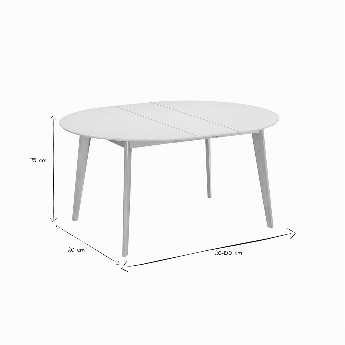 Miliboo – Mesa de comedor diseño redondo extensible blanco y madera Leena