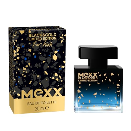 Mexx Black & Gold Limited Edition Man Eau de Toilette, holzig-fruchtiger Herrenduft, 30ml