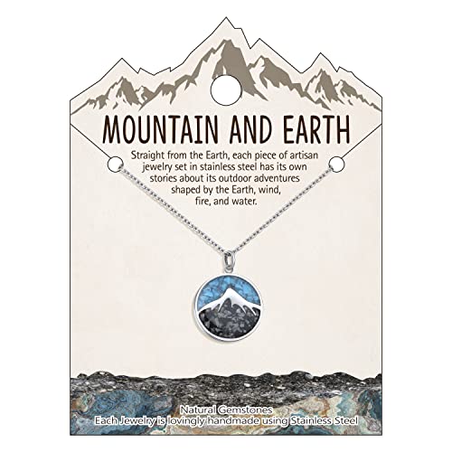 Lauren-Spencer Gemstone Mountain Necklace for Women Turquoise Sodalite Tumbled Chips Pendant Necklace Dainty Circle Mountain Range Necklaces for Women Girls Nature Jewelry Gift - Image 6
