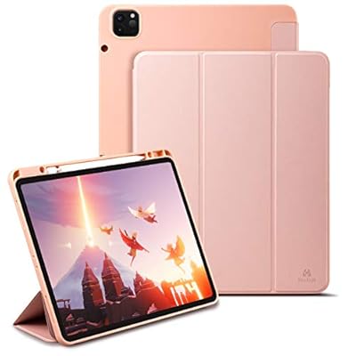 Holidi Case for iPad Pro 11 2021/2020/2018 Case (2nd/3rd Gen), iPad Pro 11 inch Case with Apple Pencil Charging Holder, Auto Sleep/Wake, Trifold Stand. Slim Lightweight Protective Case Cover. Pink