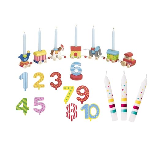 Ameisenkeks® Tren de cumpleaños Circo Circo + Números del 1 al 10 + 10 velas de colores Susi