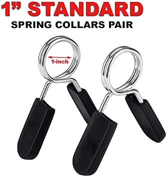 FITNESS MANIAC Standard 1 Barbell Bar Clamps Spring Collar Clips Gym Weight Dumbbell Lock Pair Sturdy Fit for Standard 1 Barbells Best for Gym Powerlifting Cross Fit Weightlifting