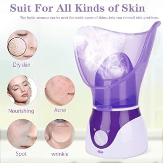 Facial Steamer Nano Ionic Face Steamer, Apstour® Face Steamer Warm Mist Humidifier Atomizer for Face Sauna Spa Sinuses Moisturizing,Unclogs Pores with 6PCS Skin Kit (Purple +6PCS Skin Care Kit)