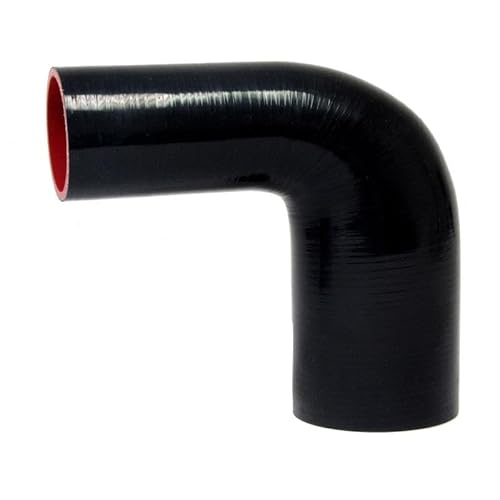 HPS HTSER90-100-175-BLK Silicone High Temperature 4-ply Reinforced 90 degree Elbow Reducer Coupler Hose, 75 PSI Maximum Pressure, 4" Leg Length on each side, 1" > 1-3/4" ID, Black