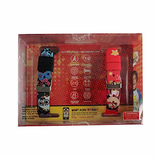 Image of Accutime Kids Ryan's World Multicolor Digital LCD Quartz Wrist Watch with Pedometer Step Counter, Interchangeable Graphic Straps for Boys, Girls, Kids (Model: RYW40019AZ)