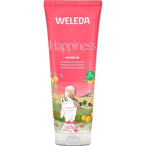 WELEDA Bio Happiness Duschgel vegan - Naturkosmetik Aroma Shower Unisex Duschseife mit Grapefruit, Mandarine & Limette Duft - Natürliche Hautpflege Dusche für Frauen & Männer (1x 200ml)