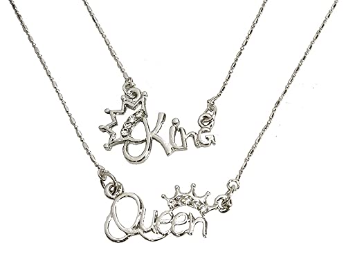 Stylewell JAR0131 Trending Valentines Day Special Stainless Steel Diamond Nug King And Queen Crown Name Letter Romantic Love Couple 2 In 1 Locket Pendant Necklace With Chain For Boys And Girls