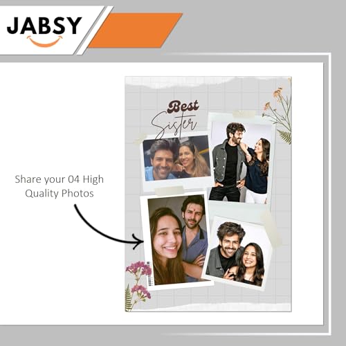 Image of JABSY Engineered Wood Personalised Couple Tabletop,Wall Mount Rectangular Framed Print for Living Room Bedroom Office Gift for Engagement Wedding Birthday Anniversary Best Sister,Black,12 x 9 Inch