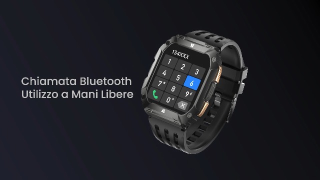 Smartwatch Militare MEETOWN Uomo – 1100mAh, Chiamate Bluetooth, Torcia LED, Bussola, IP68, 2 Cinturini