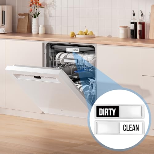 SAUBER/SCHMUTZIG Schiebeschild Geschirrspüler Magnet Schild Zeichen für Clean Dirty Dishwasher Sign, Acryl-UV & ABS Material, robuste Kitchen Decoration, klare Anzeige für Haushalt & Büro