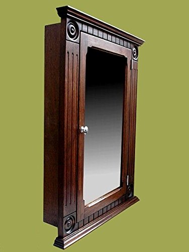 Dijkoo Rosette Dark Walnut/Recessed Medicine Cabinet/Solid Wood & Handmade