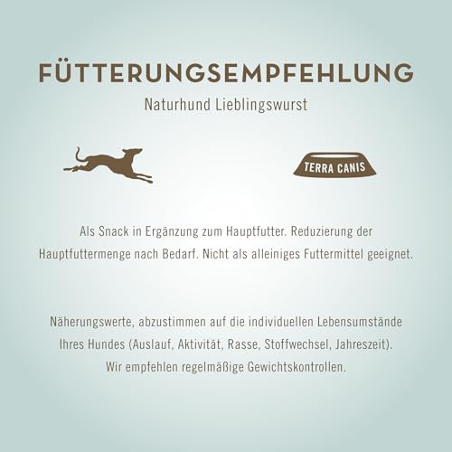 Terra Canis - Lieblingswurst Rind mit Karotte Gojibeeren & Rosmarin - Naturhund - 145g I Luftgetrocknete Wurst I Premium Snack für Hunde in 100% Lebensmittelqualität Aller Rohstoffe