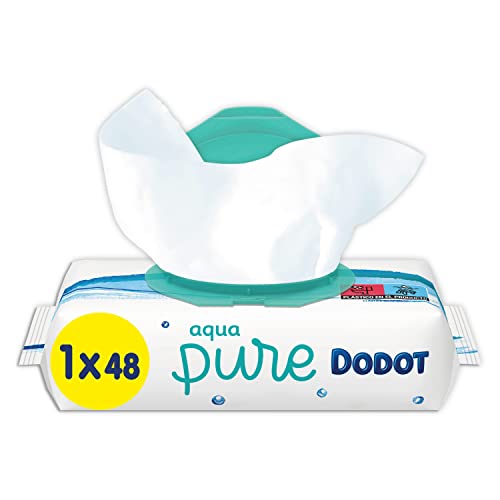 DODOT Toallitas Aqua Pure para Bebé, 99% Agua, 672 Toallitas, 14 Paquetes (14 x 48) de Toallitas para Bebé