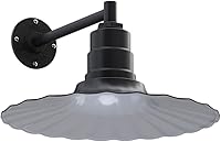 Vista 1 de Steel Lighting Co. Highland Park - Luz de granero Montada en la pared al aire libre Onda radial de 16 pulgadas Brazo recto de 11 pulgadas