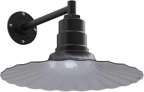 Steel Lighting Co. Highland Park - Luz de granero  Montada en la pared al aire libre  Onda radial de 16 pulgadas  Brazo recto de 11 pulgadas  Estilo