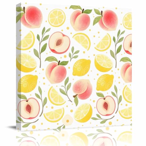 Summer Fruit Canvas Wall Art for Living Room Farmhouse Pink