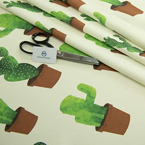 Haaris Imaan Tropical Print Water Resistant Fabric by the Metre – Durable Upholstery Fabric for Outdoor Furniture, Cushions, Sofa, Parasol, Table Cloth | Wipe Clean Home Décor Material Cacti Design