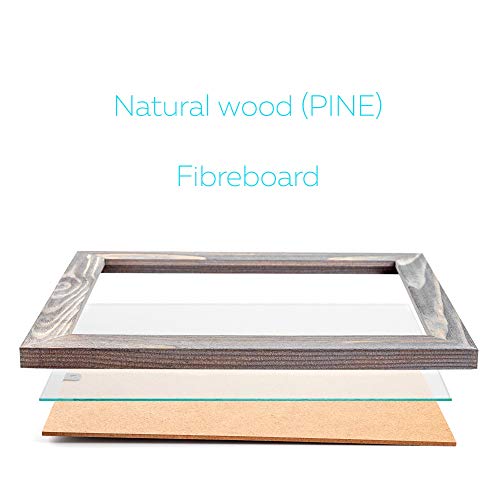 Image of Rustic Wooden Poster Picture Frame 13x19 - Natural Solid Eco Distressed Wood for Wall Mounting Photo Frame - Grey