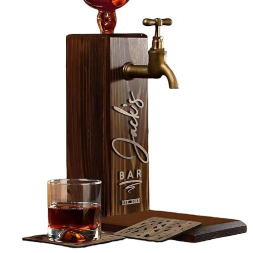 Personalized Whiskey Dispenser For Home Bar Engraved Wooden Barrel Head Liquor Dispenser Wall Mount for Men
