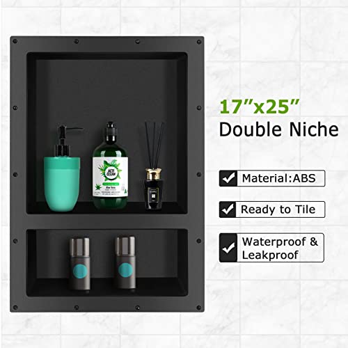 Suteck Rectangle Shower Niche 17" X 25" X 3.8" Shower Shelf,Niche Shower Ready To Tile Niche For Shower Bathroom Storage Niche Tile Recessed Shower Shelf (17"X25") #TOP4