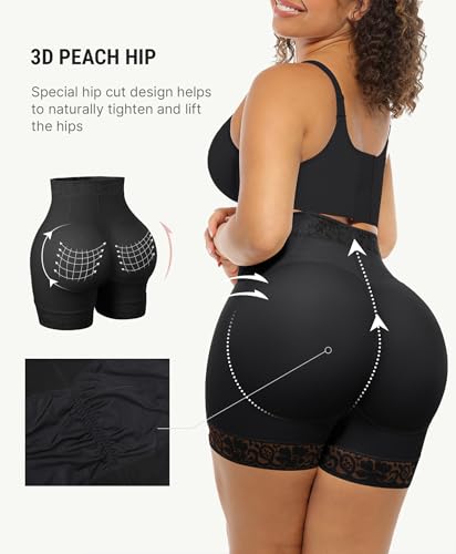 Image of FeelinGirl Tummy Control Shapewear Butt Lifting Faja Shorts Body Shaper | High Compression, Butt Enhance, Underwear, Plus Size, Hook Zipper Clouser