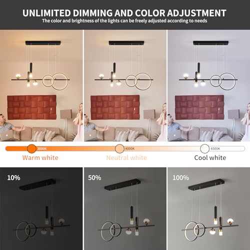 Siittoo Modern Linear Chandelier, Dimmable LED Pendant Light with Remote by Siittoo - Used condition - Image 3