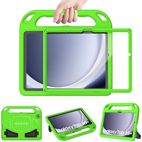 TIRIN Kids Case for Samsung Galaxy Tab A9 Plus 11 Inch 2023 with Built-in Screen Protector, Portable Handle Stand, Shockproof Cover for Samsung Tab A9+ 11 Inch Tablet (SM-X210/X216/X218), Green Cover