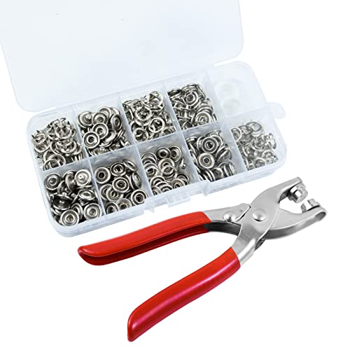 100 Sets Metal Snaps Buttons with Fastener Pliers Press Tool Kit Press Studs Kit Snap Fasteners Kit Sewing Free Buttons Set Five Claw Buckle Installation Tool Set Poppers for Sewing Clothing DIY Craft