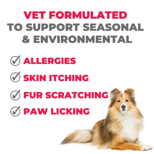Mighty Petz Max Dog Allergy Relief Chews - Itch Free Skin - Immune Supplement With Omega 3 Fish Oil + Probiotics + Colostrum. Skin & Coat Health + Digestion.120 Dog Allergy Chews For Pets #TOP2