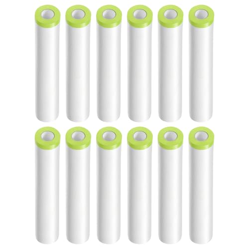 Image of HARFINGTON 12 Rolls Pre-Taped Masking Film 70.9 inch x65.6ft Tape and Drape Painters Plastic Drop Cloth Film with Tape Plastic Sheeting for Automotive Painting Covering, Green