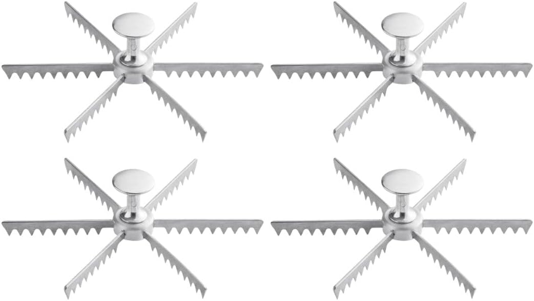 Soro Essentials- 6-Cut Aluminum Pie and Cake Marker Set of 4- Guideline and Portion Divider Cake Cutter Silver Pie Slice Cutter Baking Tools Kitchen Accessories Cook Supplies for Cheesecake Pizza