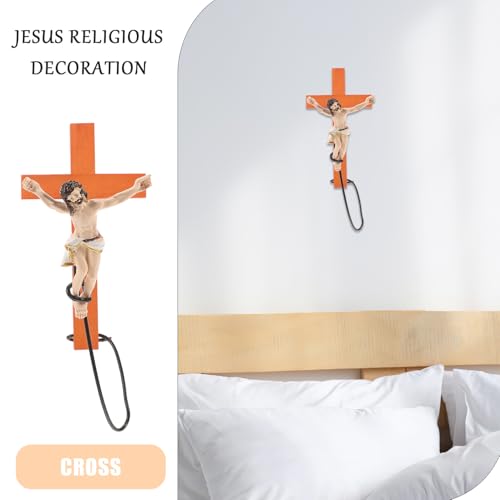 Cruz de madera para pared pequeña decoración religiosa que ahorra espacio figura Jesús 6